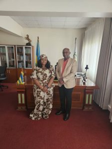 Barrister Mrs. Onomen Briggs and the Rwanda DG of Rwanda Basic Education, Dr Nelson Mbarushimana PhD.